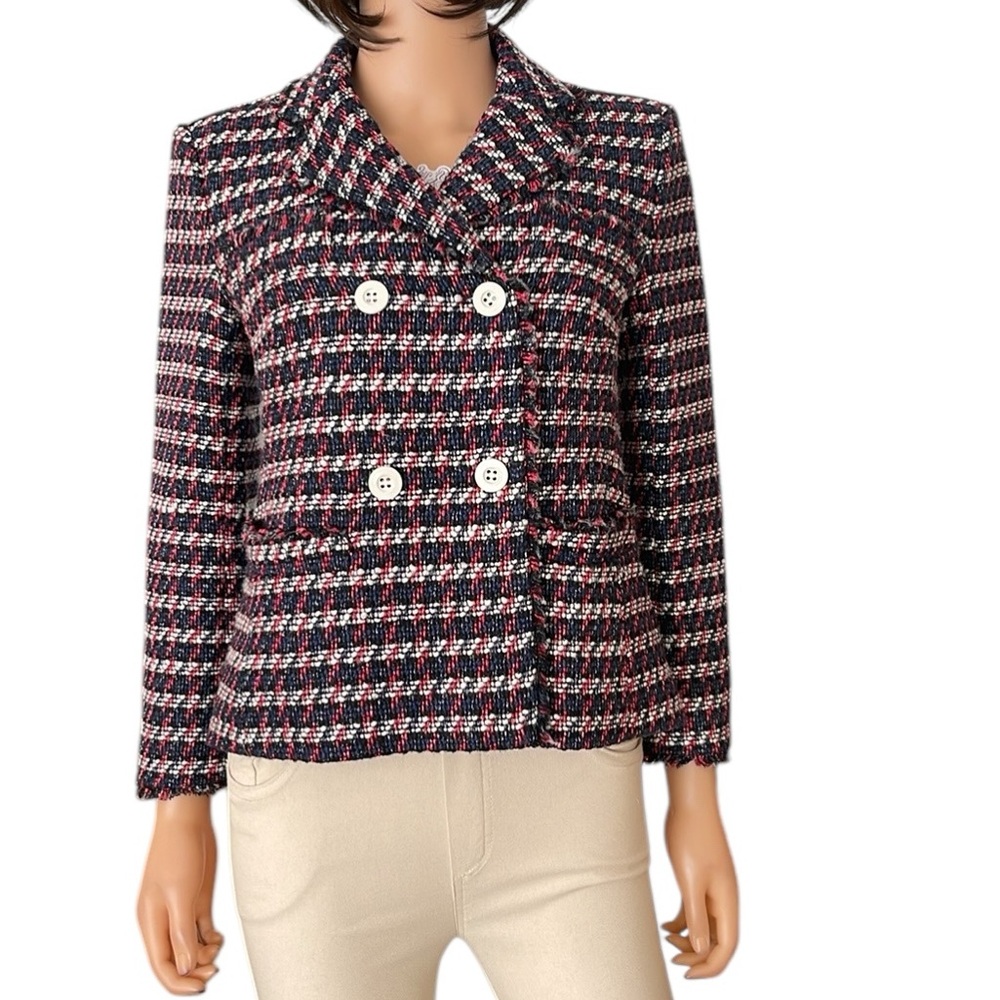 NWOT Ann Taylor Women's Multicolor Double Breasted Tweed Jacket